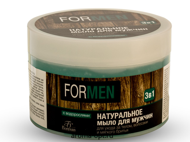 Floresan Ф-040 Мыло д/мужчин д/ухода за телом/волосами и мягкого бритья 3в1 450г Натуральное